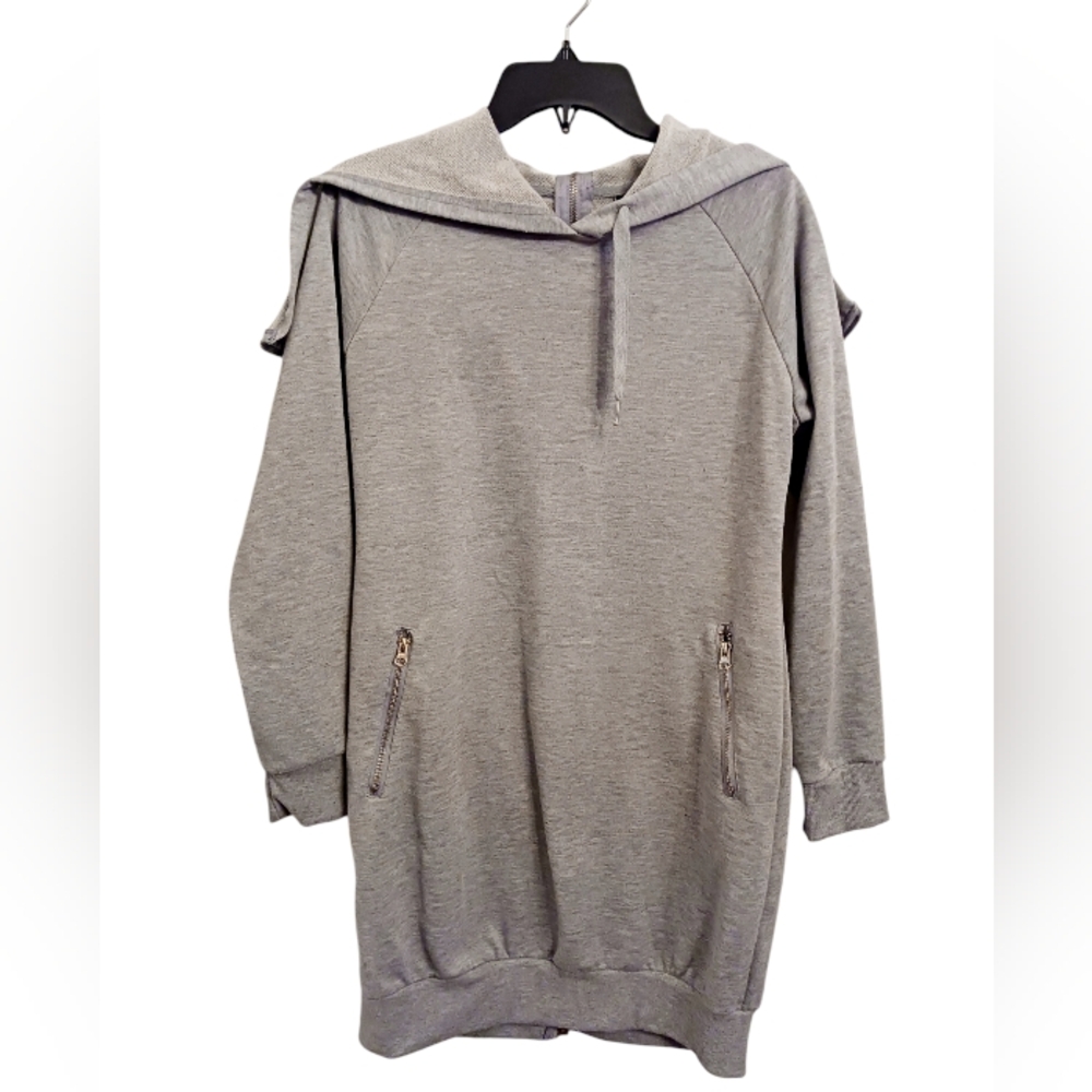 Gray Tunic Sweater with ZipUp Hoodie by Redfox Size Large